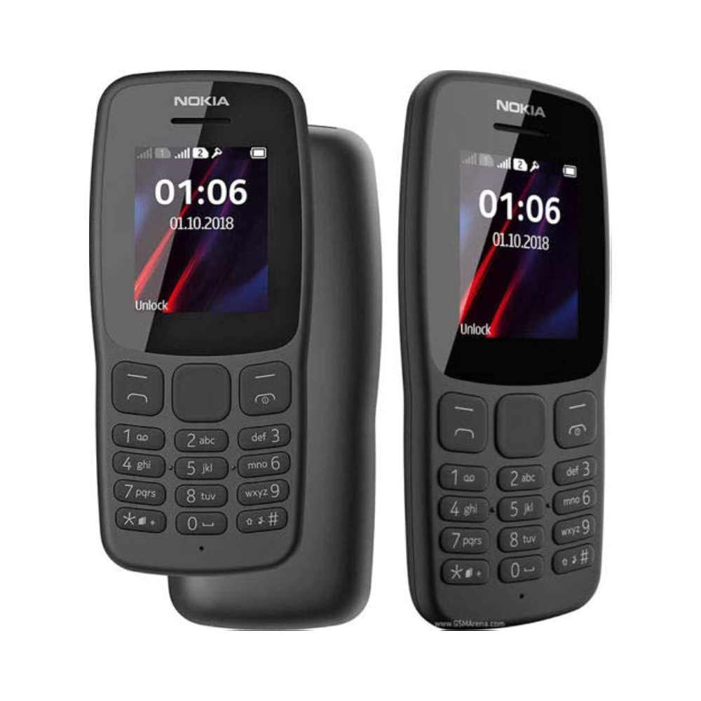 Nokia 106 Dual SIM 2018 dark gray with LED flashlight, FM radio, Big Button phone